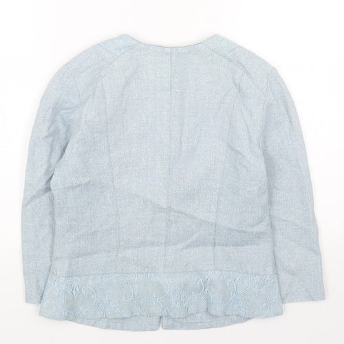 HELENA SORELL Womens Blue Jacket Blazer Size 10 Hook & Eye