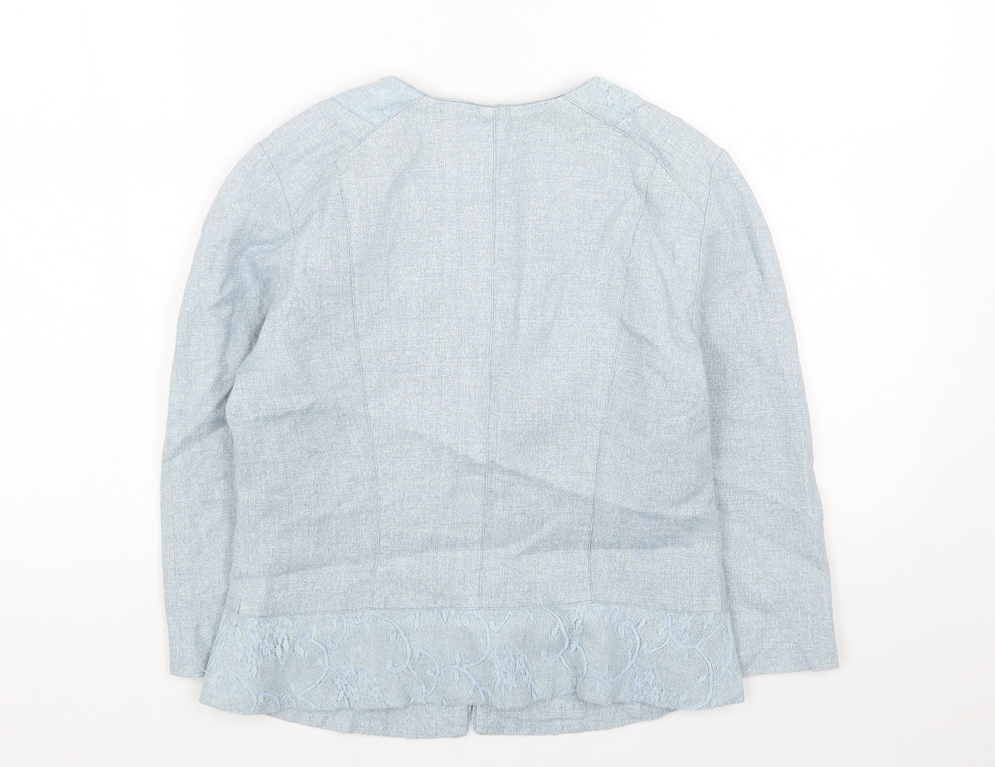 HELENA SORELL Womens Blue Jacket Blazer Size 10 Hook & Eye
