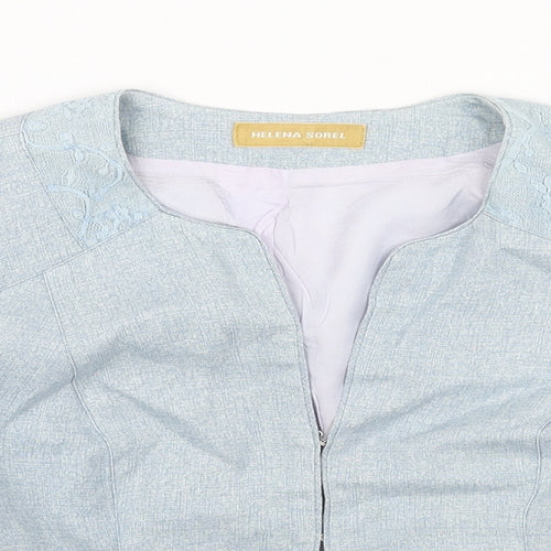 HELENA SORELL Womens Blue Jacket Blazer Size 10 Hook & Eye