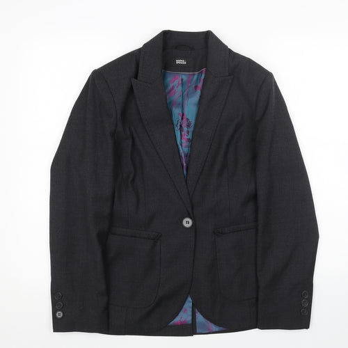 Marks and Spencer Womens Grey Wool Jacket Suit Jacket Size 10