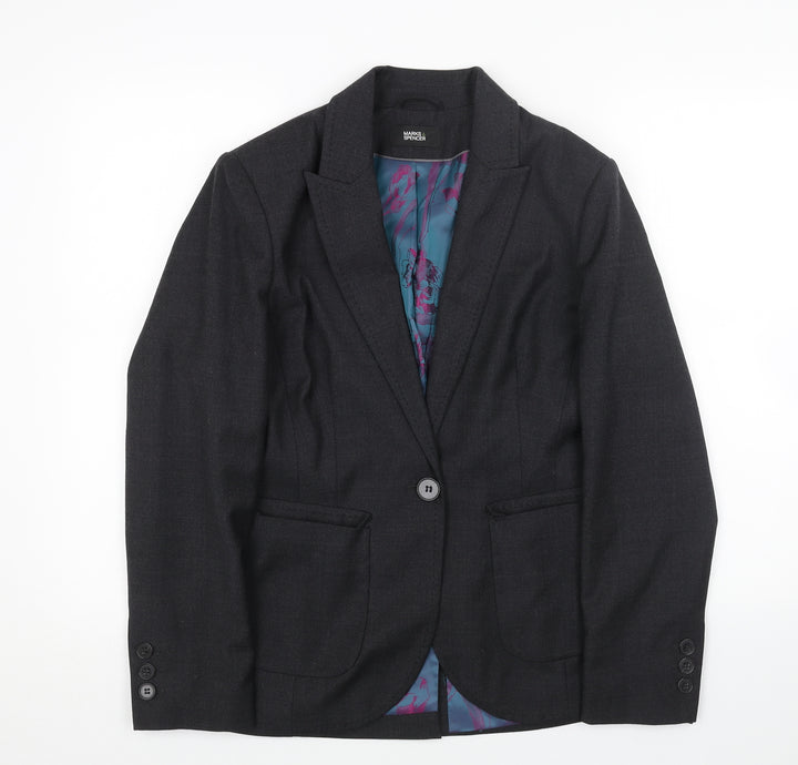Marks and Spencer Womens Grey Wool Jacket Suit Jacket Size 10