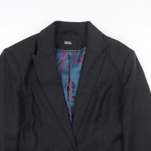 Marks and Spencer Womens Grey Wool Jacket Suit Jacket Size 10