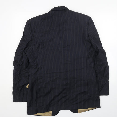 Made in Italy Mens Blue Striped Viscose Jacket Blazer Size 40 Regular