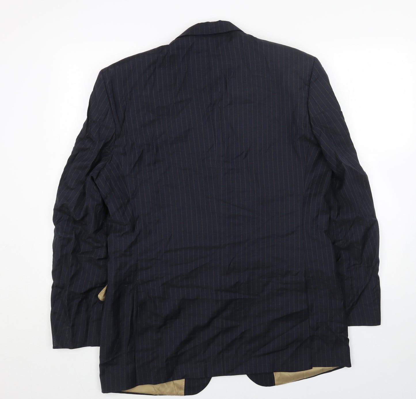 Made in Italy Mens Blue Striped Viscose Jacket Blazer Size 40 Regular