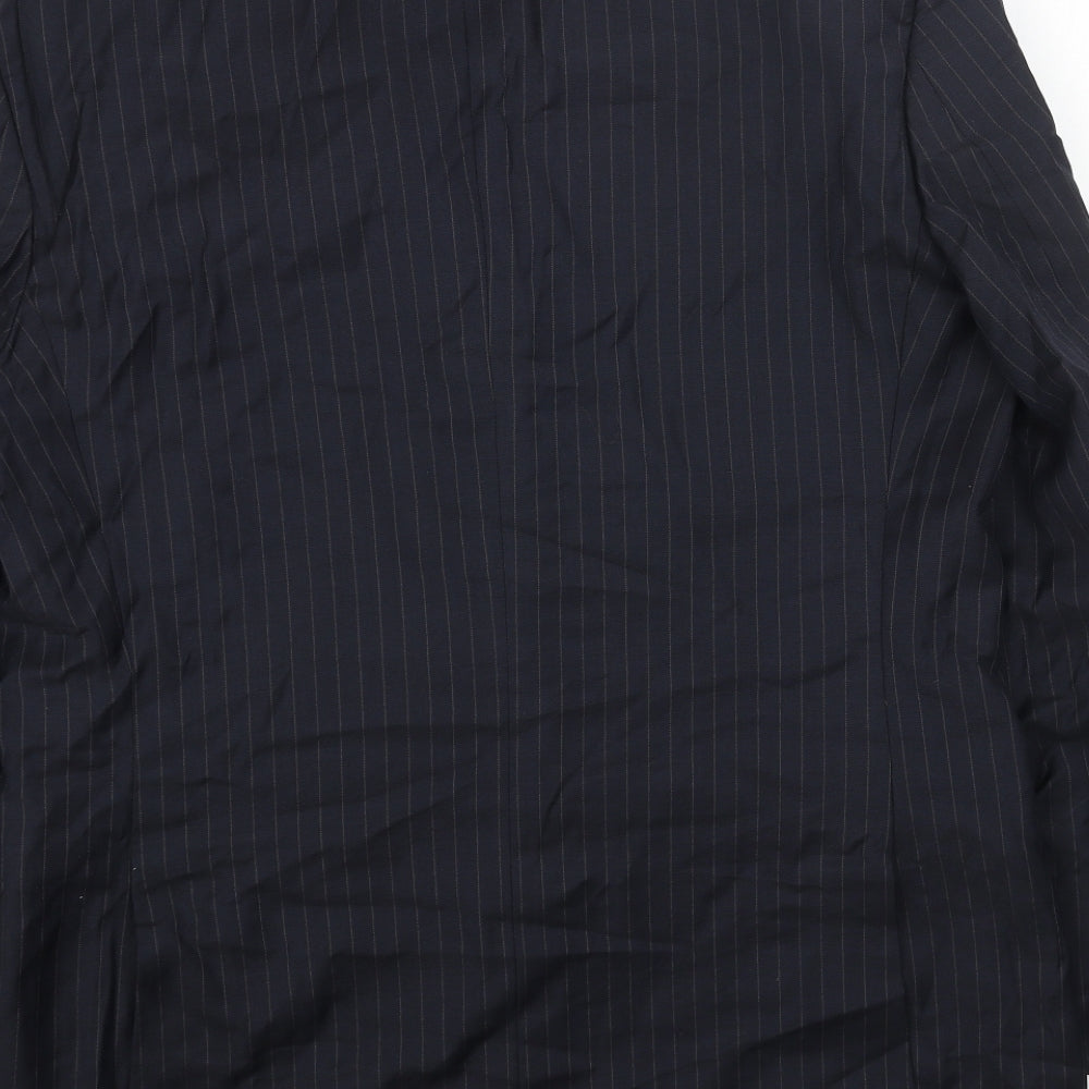 Made in Italy Mens Blue Striped Viscose Jacket Blazer Size 40 Regular