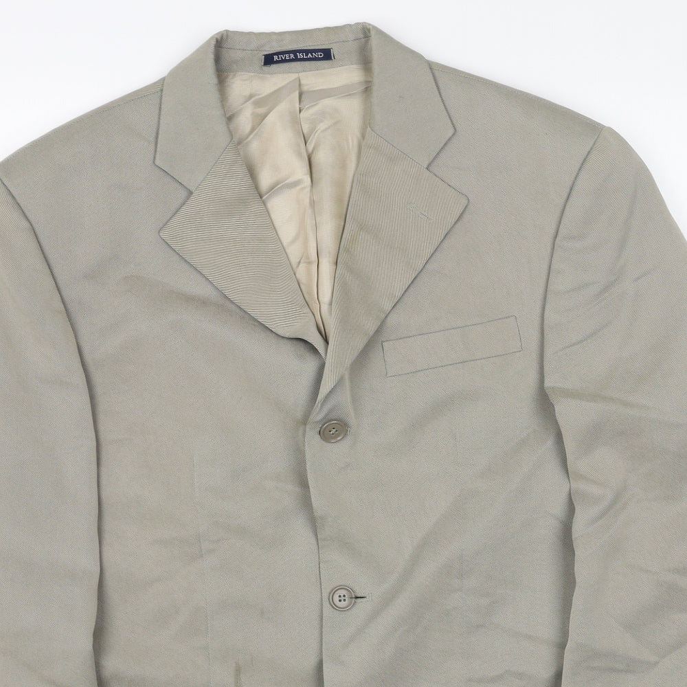 River Island Mens Beige Patent Leather Jacket Blazer Size 38 Regular