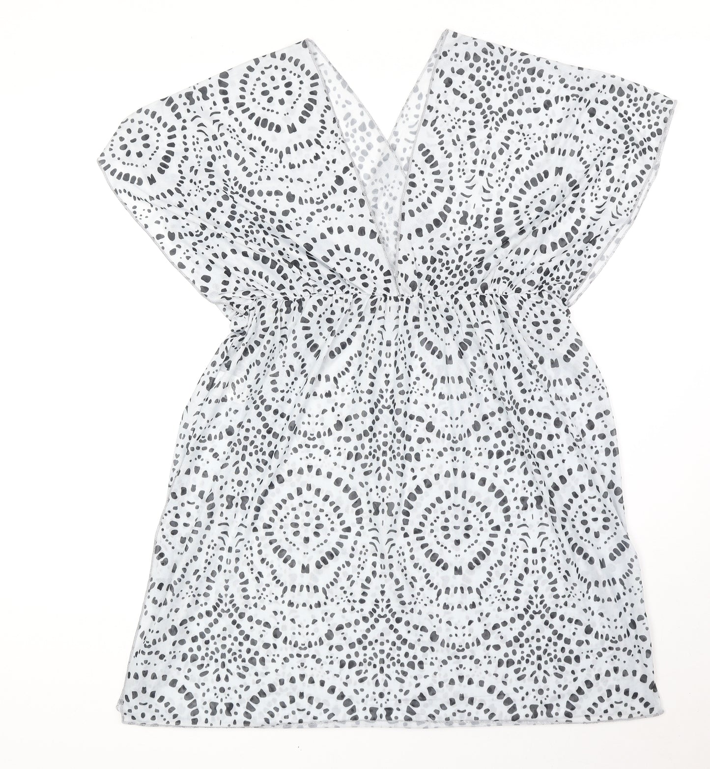 Shien Womens White Geometric Polyester Cover Up Size XL