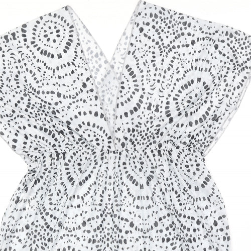 Shien Womens White Geometric Polyester Cover Up Size XL