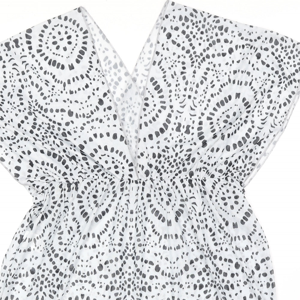 Shien Womens White Geometric Polyester Cover Up Size XL
