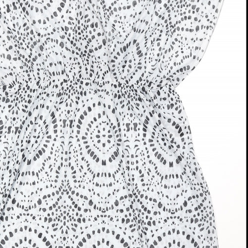 Shien Womens White Geometric Polyester Cover Up Size XL