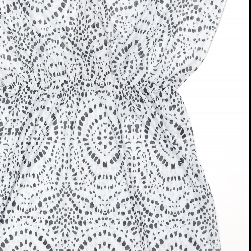 Shien Womens White Geometric Polyester Cover Up Size XL
