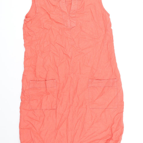 NEXT Womens Orange Linen Shift Size 8 V-Neck Pullover