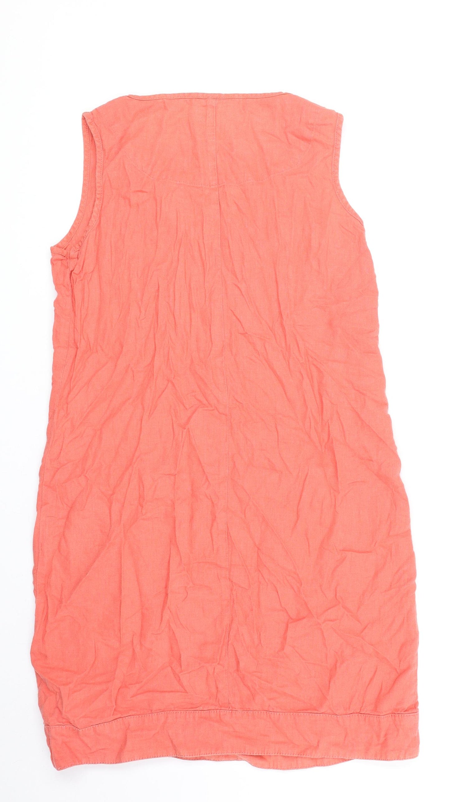 NEXT Womens Orange Linen Shift Size 8 V-Neck Pullover