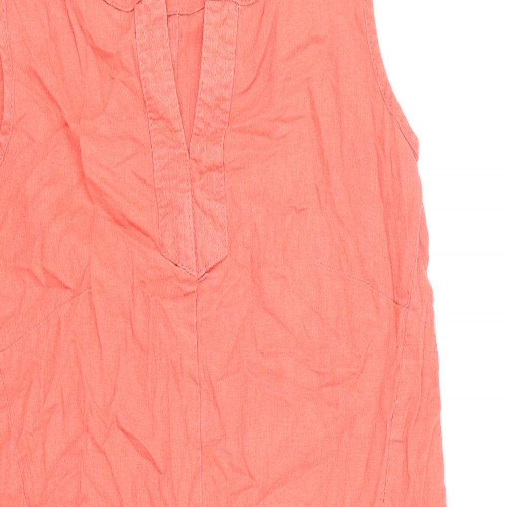 NEXT Womens Orange Linen Shift Size 8 V-Neck Pullover