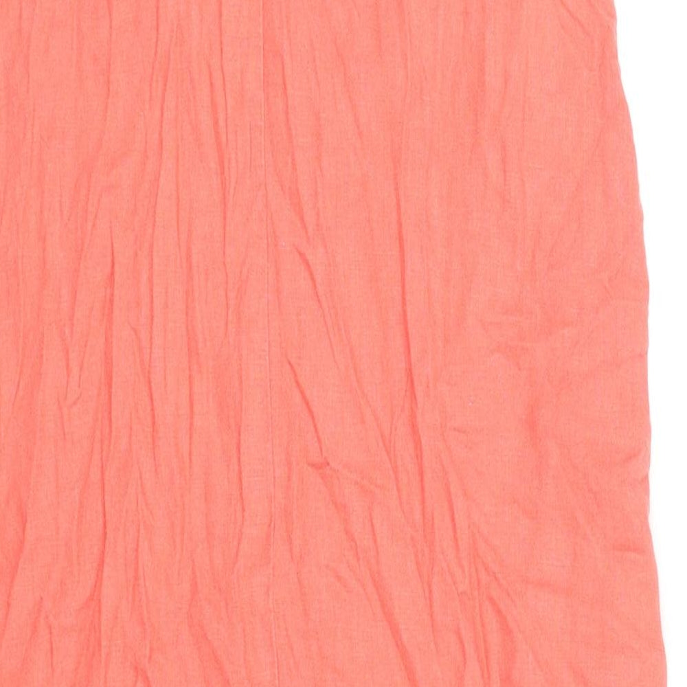 NEXT Womens Orange Linen Shift Size 8 V-Neck Pullover