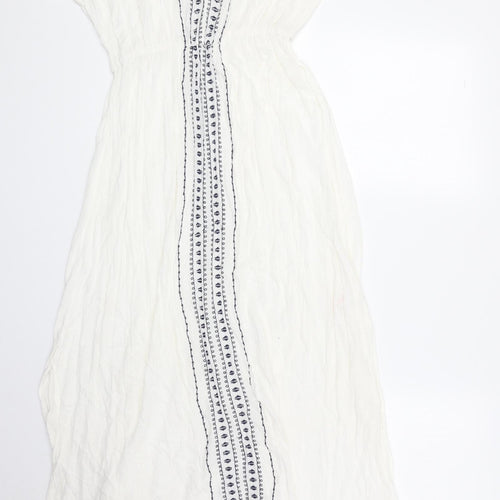 Atmosphere Womens White Geometric Viscose Maxi Size S V-Neck Pullover