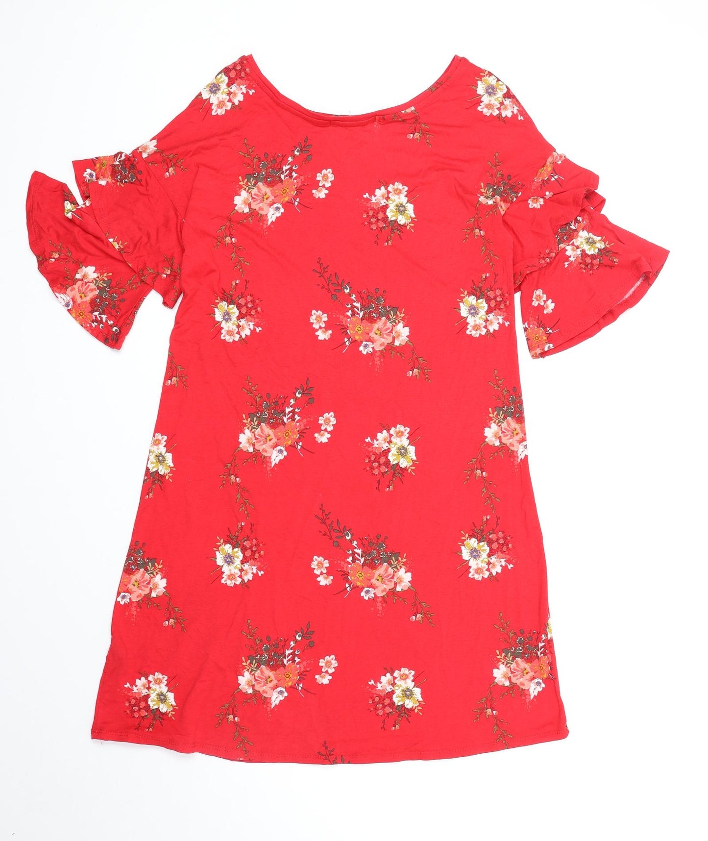 George Womens Red Floral Viscose A-Line Size 8 Boat Neck Pullover