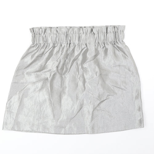 H&M Womens Silver Viscose Mini Skirt Size 14