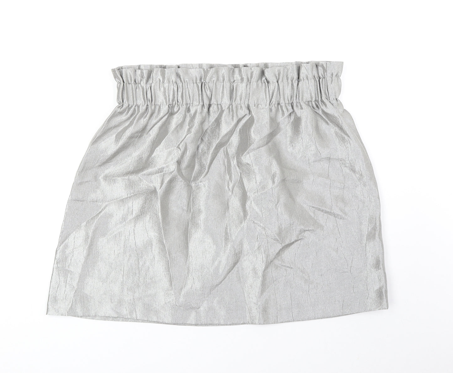 H&M Womens Silver Viscose Mini Skirt Size 14