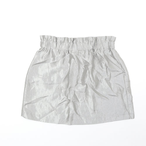H&M Womens Silver Viscose Mini Skirt Size 14