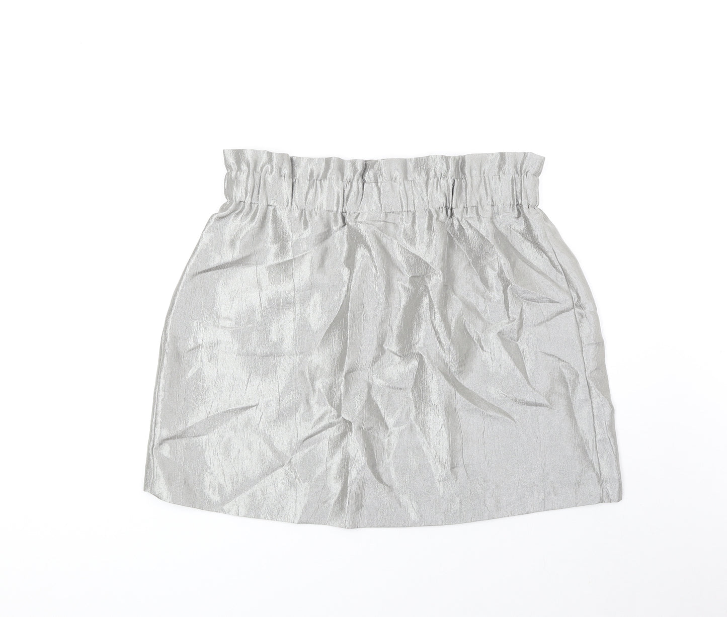 H&M Womens Silver Viscose Mini Skirt Size 14