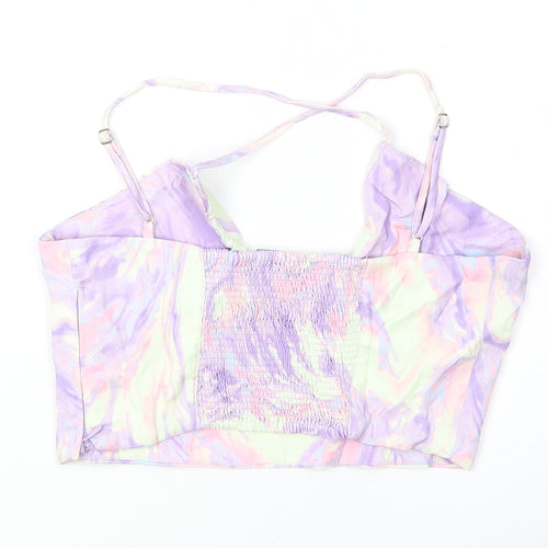 Zara Womens Multicoloured Geometric Polyester Cropped Tank Size S Square Neck