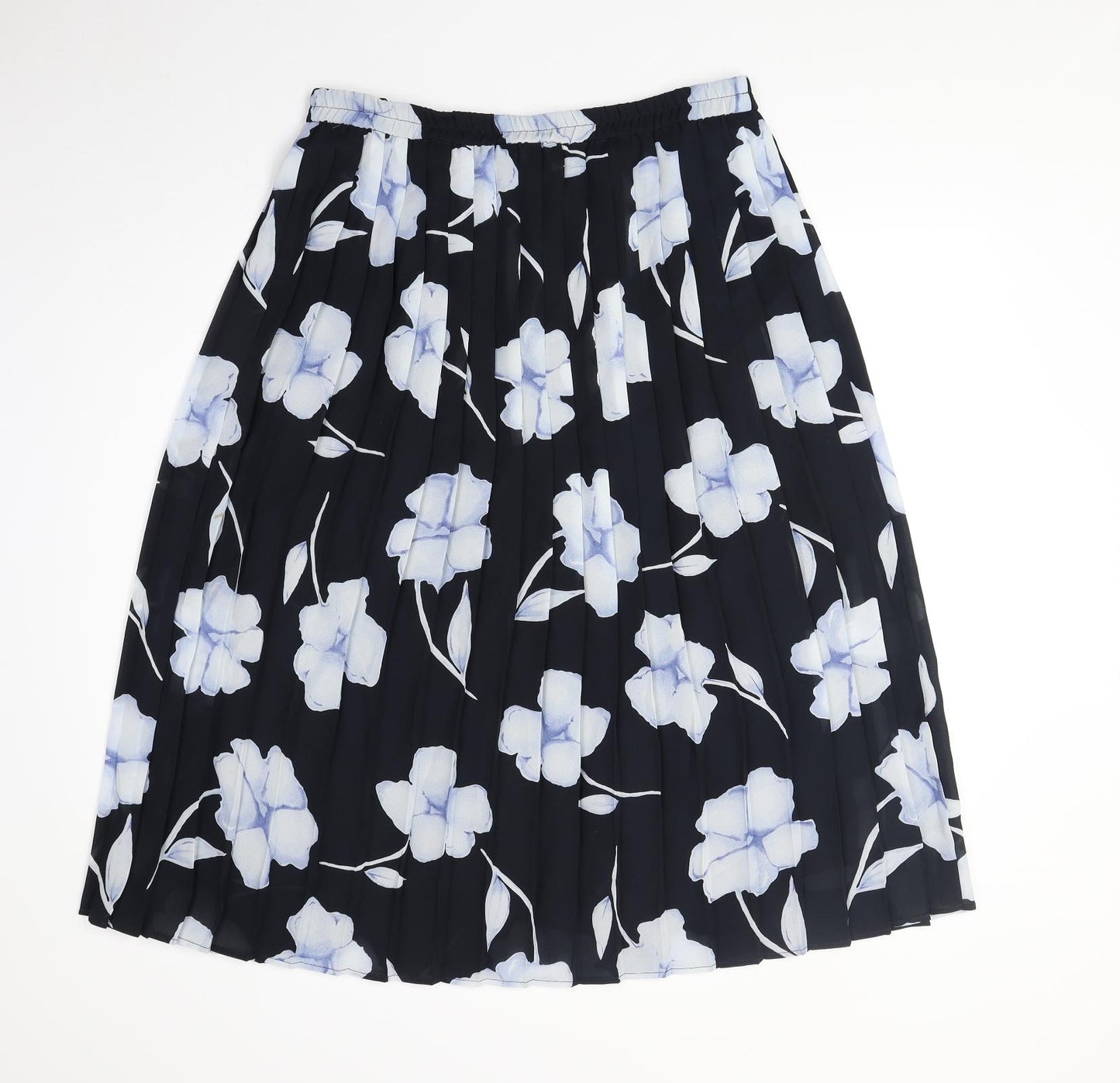 Debenhams Womens Blue Floral Polyester Pleated Skirt Size 14