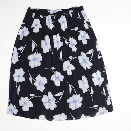 Debenhams Womens Blue Floral Polyester Pleated Skirt Size 14
