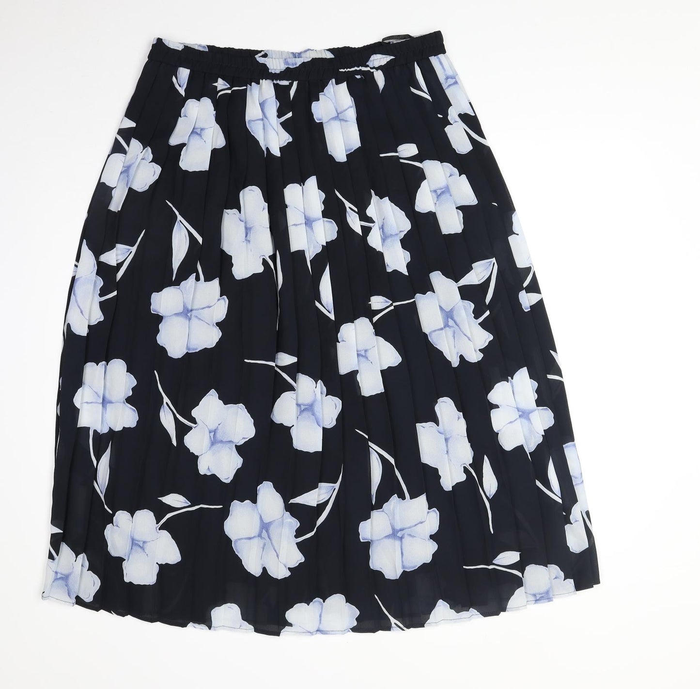 Debenhams Womens Blue Floral Polyester Pleated Skirt Size 14