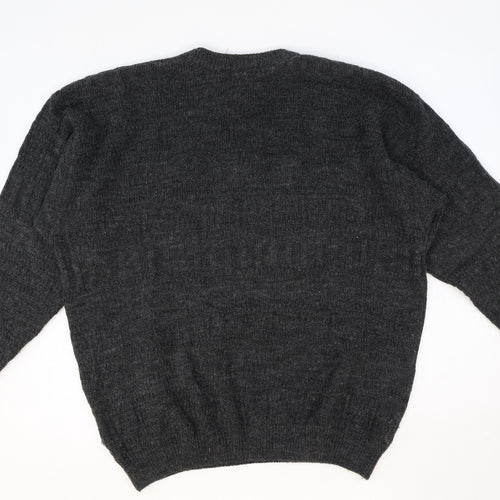 Antartex Weekend Mens Grey Round Neck Acrylic Pullover Jumper Size L Long Sleeve