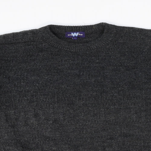 Antartex Weekend Mens Grey Round Neck Acrylic Pullover Jumper Size L Long Sleeve