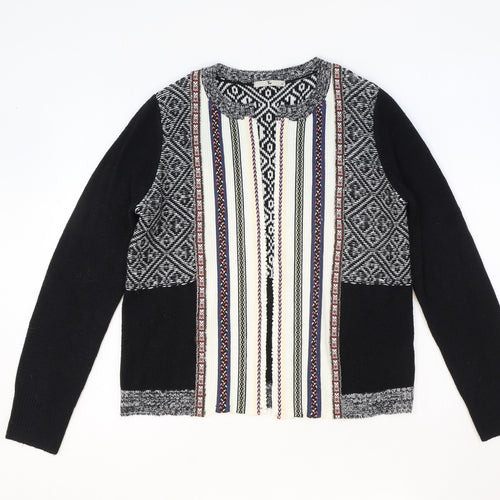 TU Womens Black V-Neck Acrylic Cardigan Jumper Size 10