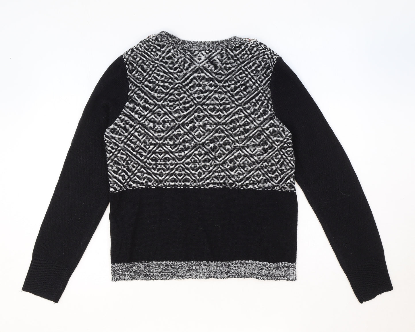 TU Womens Black V-Neck Acrylic Cardigan Jumper Size 10