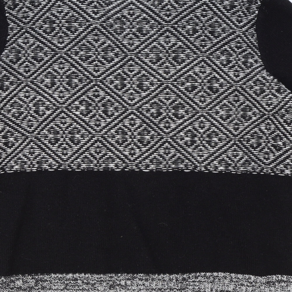 TU Womens Black V-Neck Acrylic Cardigan Jumper Size 10