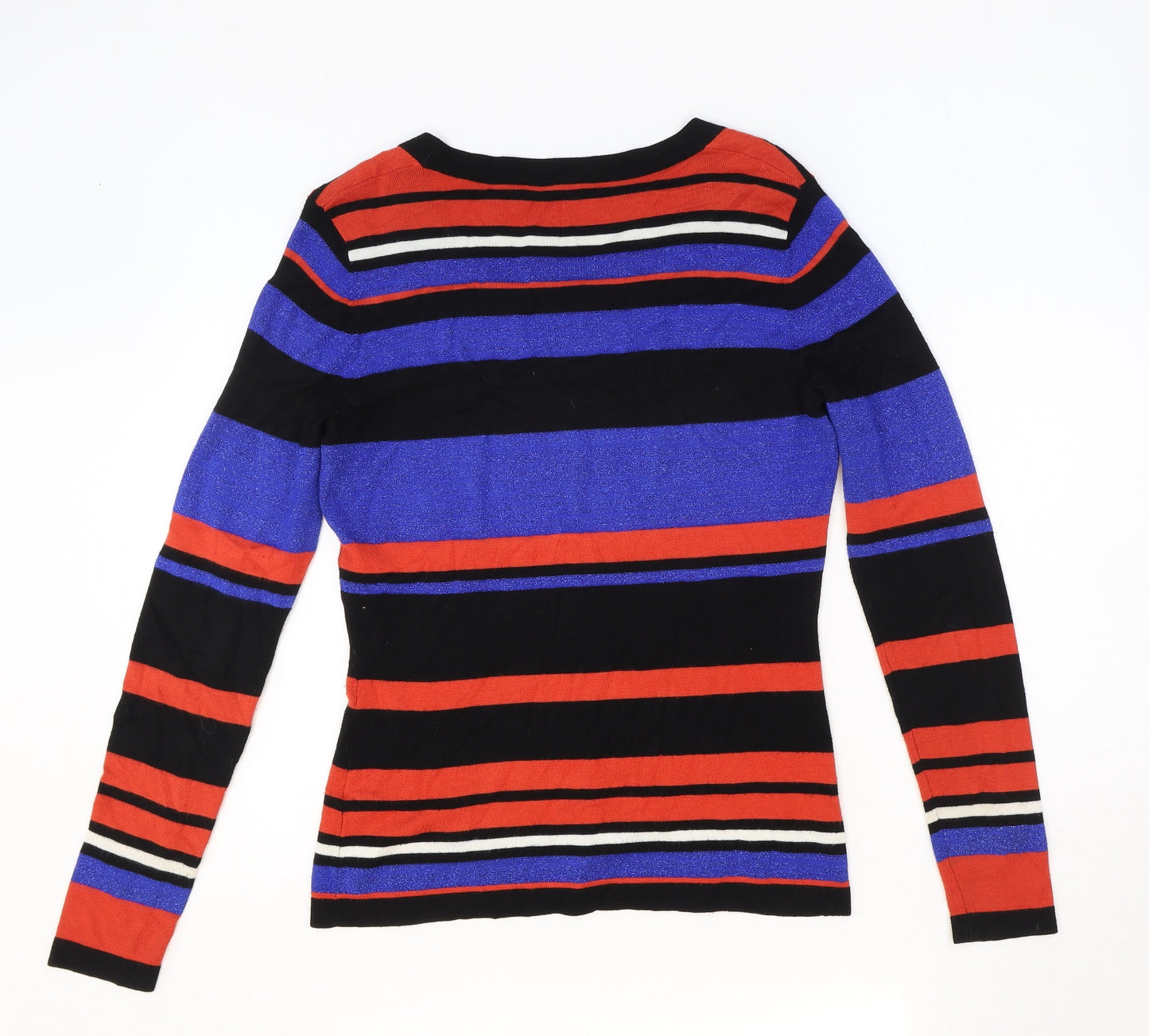 Planet Womens Black Scoop Neck Striped Viscose Pullover Jumper Size XS