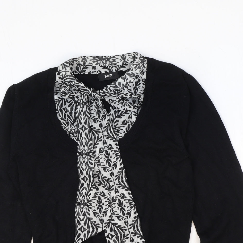 F&F Womens Black Collared Polyester Pullover Jumper Size 10