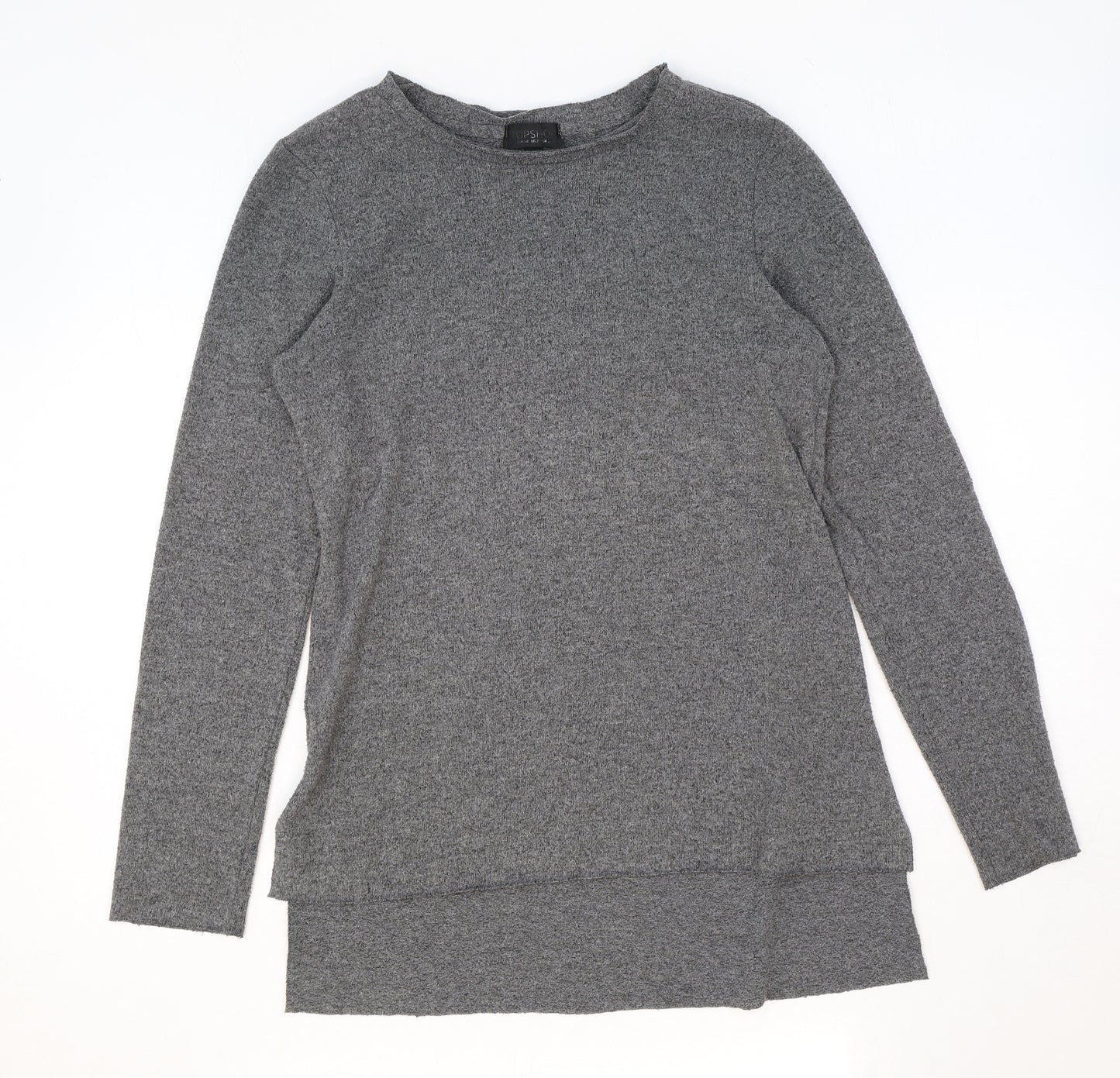 Topshop Womens Grey Boat Neck Polyamide Pullover Jumper Size 8