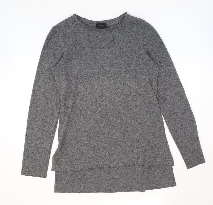 Topshop Womens Grey Boat Neck Polyamide Pullover Jumper Size 8