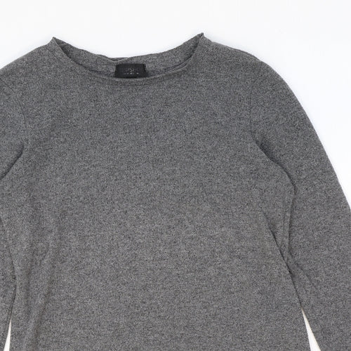 Topshop Womens Grey Boat Neck Polyamide Pullover Jumper Size 8