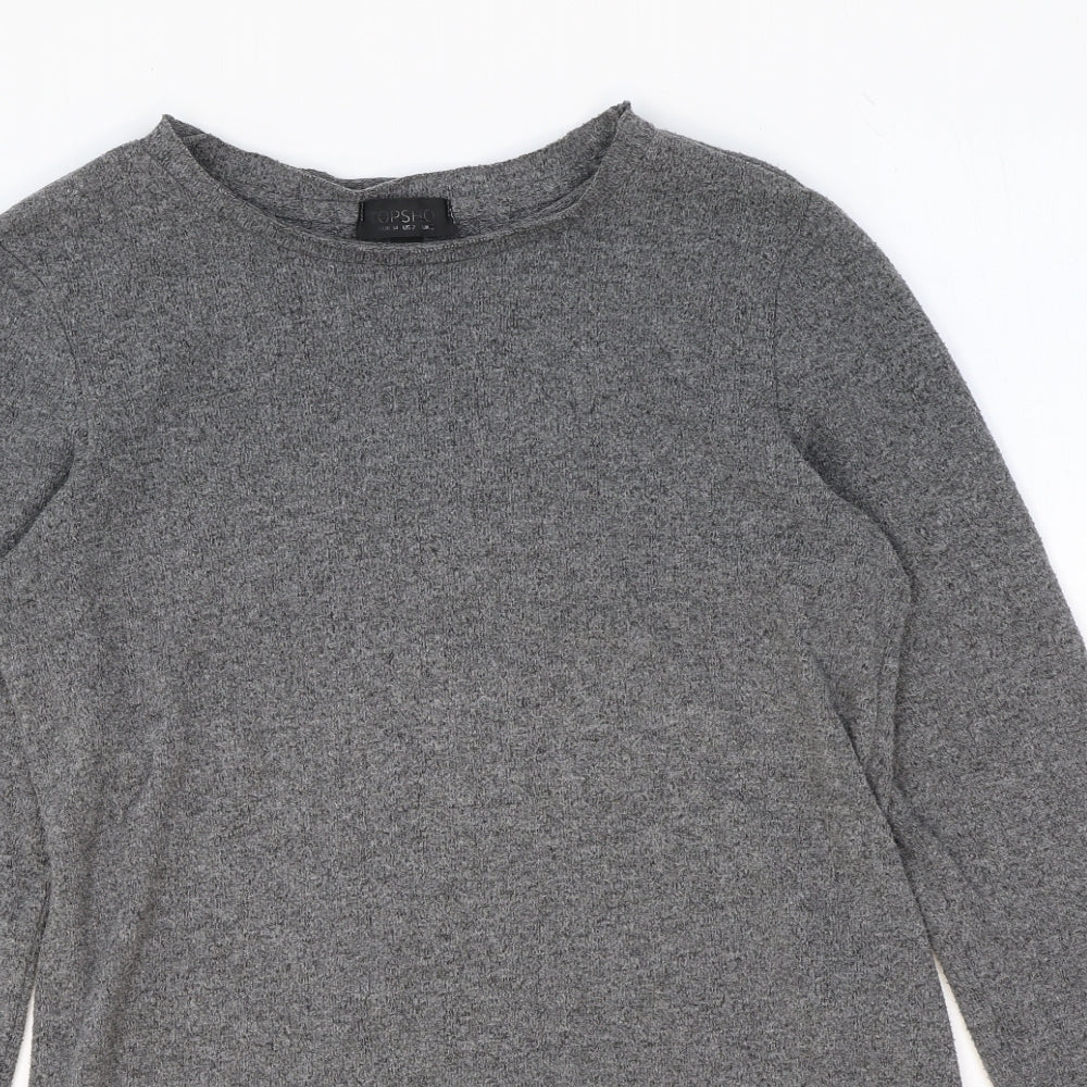 Topshop Womens Grey Boat Neck Polyamide Pullover Jumper Size 8