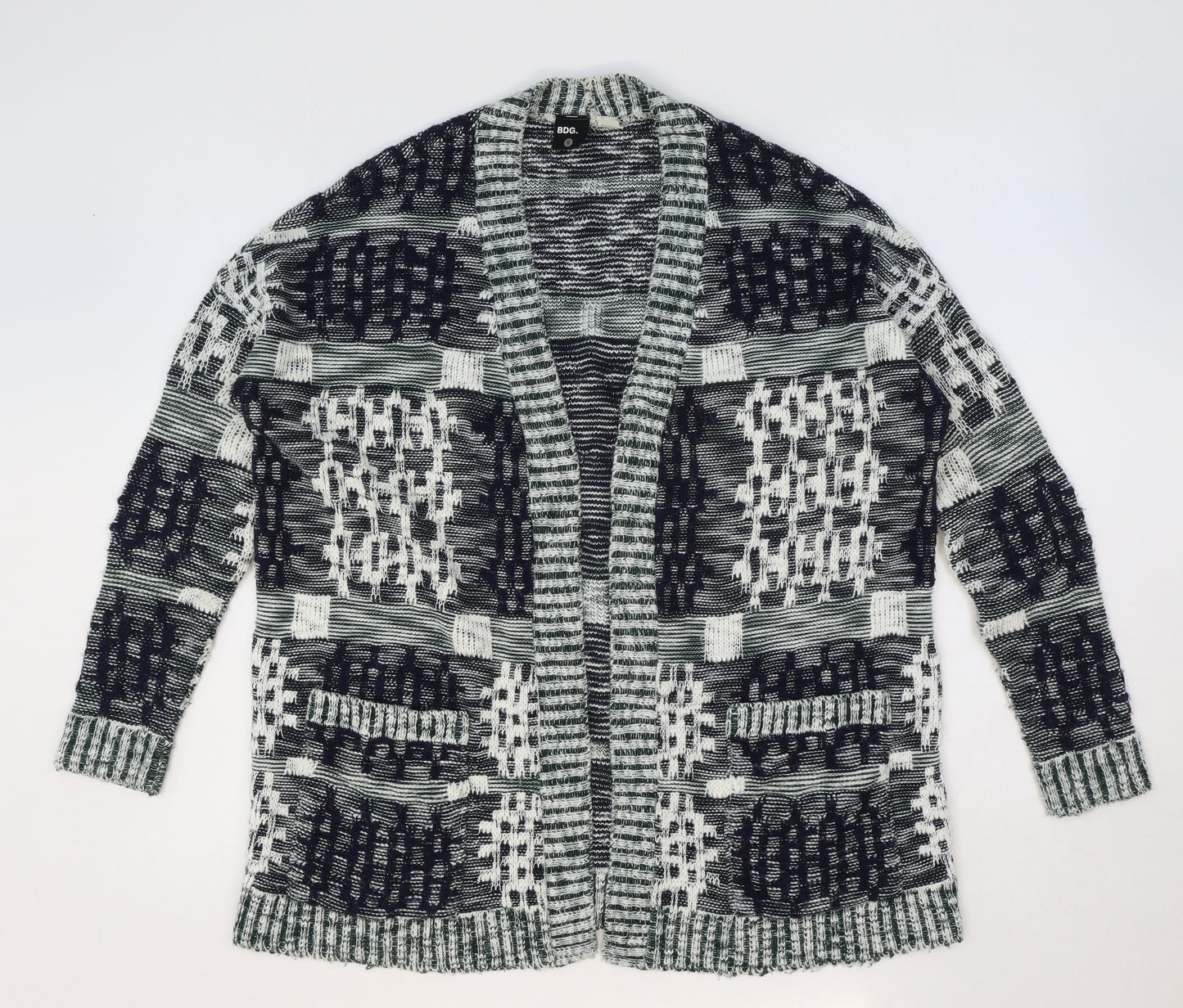 BDG Womens Multicoloured V-Neck Acrylic Cardigan Jumper Size S