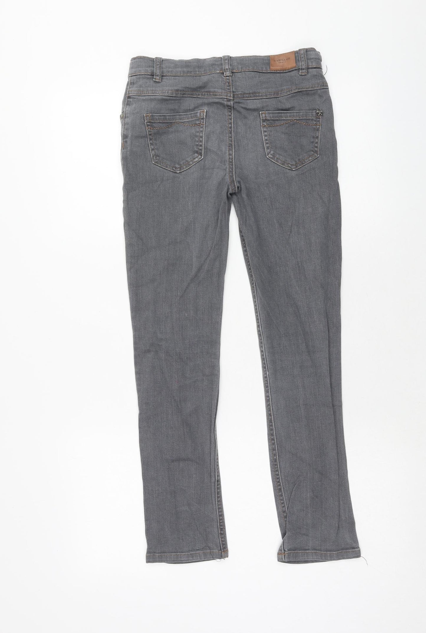 Cyrillus Boys Grey Cotton Straight Jeans Size 12 Years Regular Zip