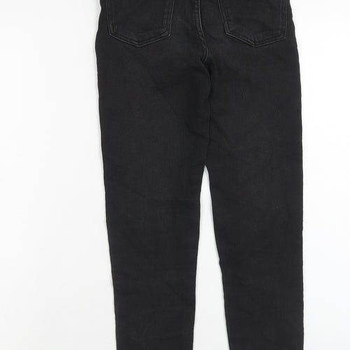 Denim & Co. Womens Black Cotton Straight Jeans Size 4 Regular Zip