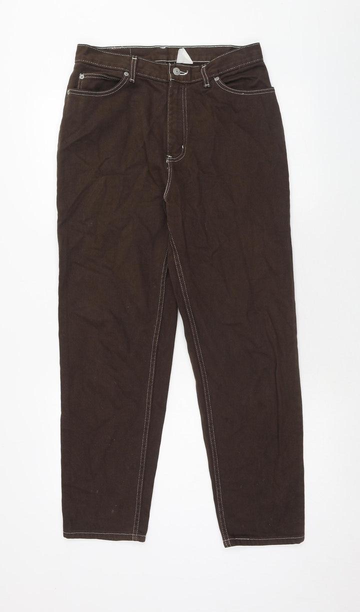 Preworn Womens Brown Cotton Straight Jeans Size 30 in Regular Zip