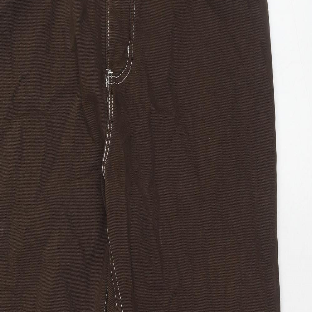 Preworn Womens Brown Cotton Straight Jeans Size 30 in Regular Zip
