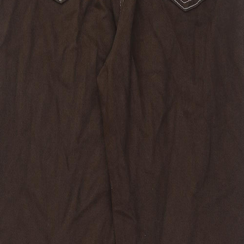 Preworn Womens Brown Cotton Straight Jeans Size 30 in Regular Zip