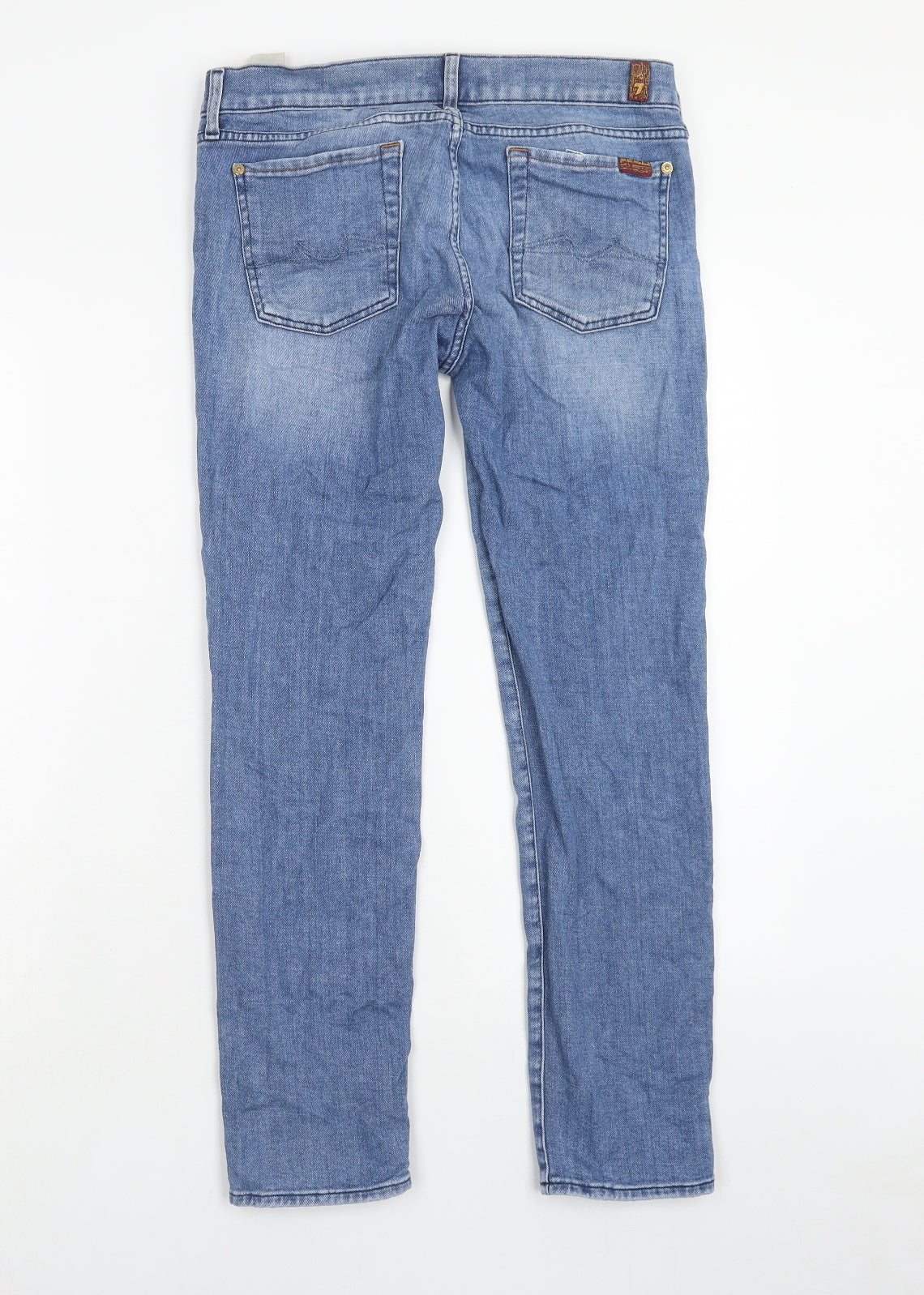 7 For All Mankind Womens Blue Cotton Straight Jeans Size 29 in Regular Zip