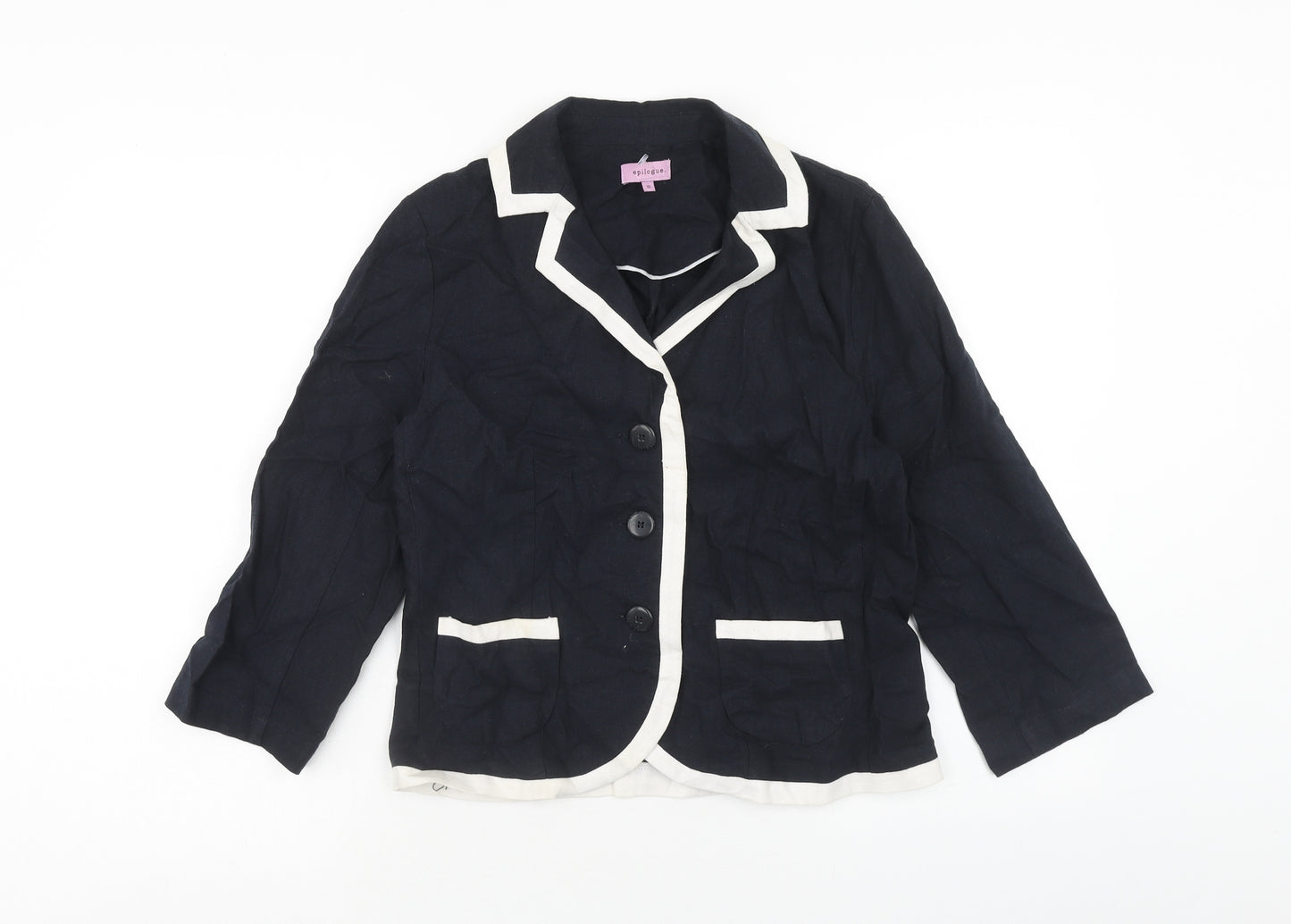Epilogue Womens Blue Striped Jacket Blazer Size 10 Button