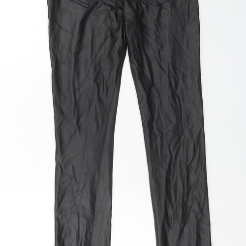 Redial Womens Black Polyester Trousers Size 10 Regular Zip