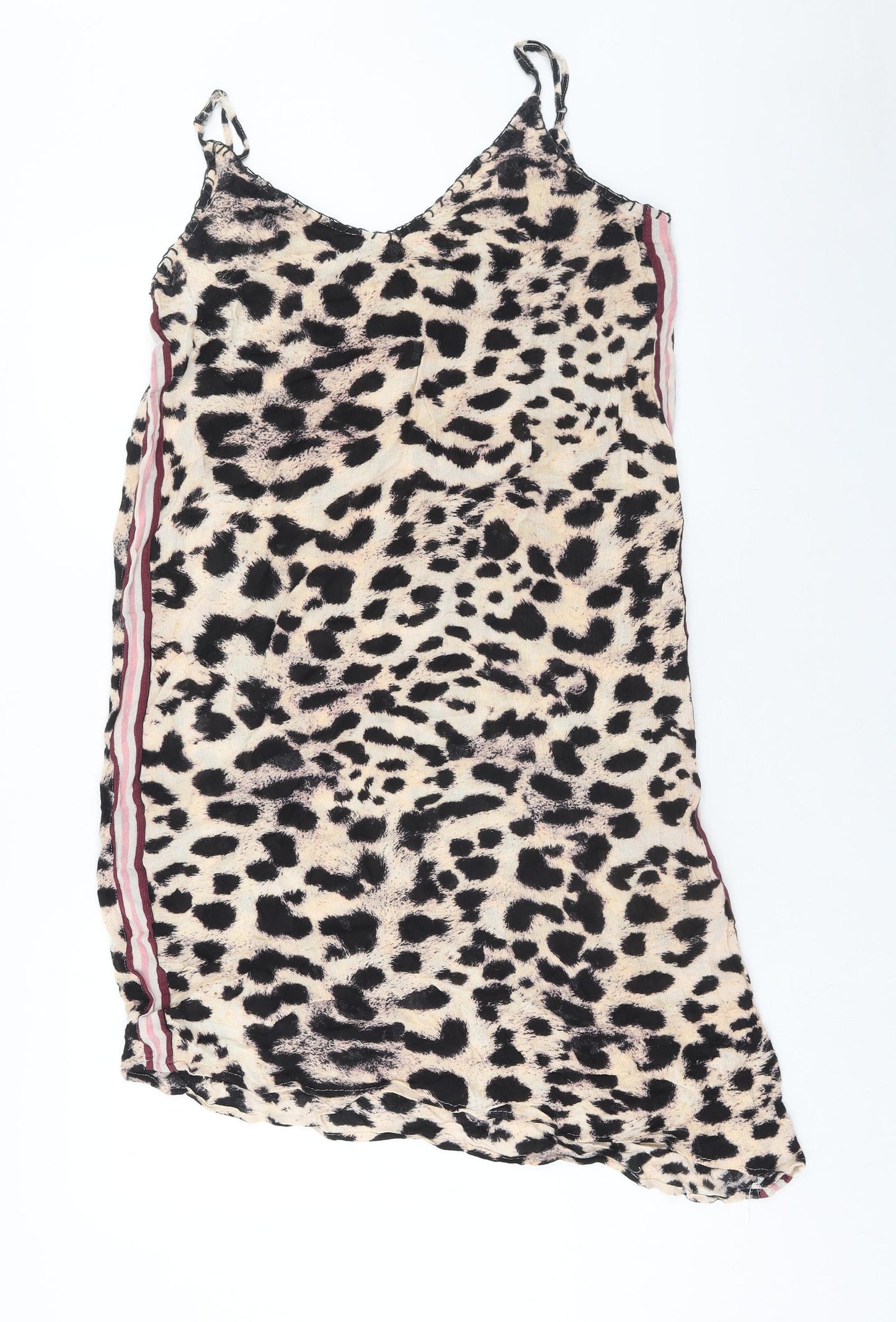 River Island Womens Brown Animal Print Viscose Slip Dress Size M V-Neck Pullover - Leopard Print
